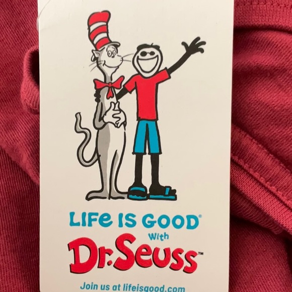 NWT Life is Good Women's Pop Art Grinch Crusher Tee/Cranberry Red - Picture 5 of 6